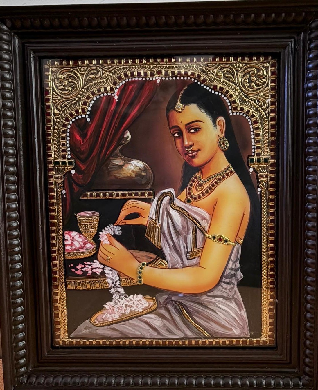 Lady with flower garland